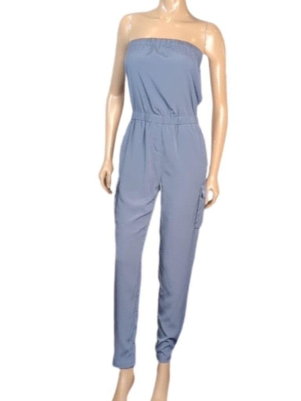 Rachel Rachel Roy Strapless Jumpsuit Womens Size 2 Blue Cargo Utility Slim Leg